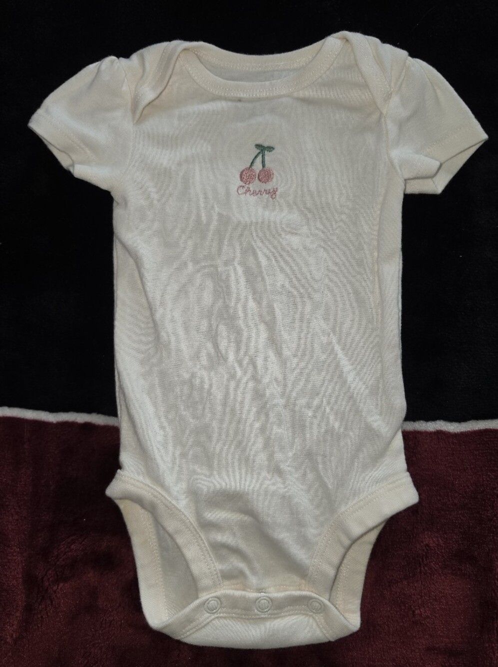 Carters Cream Kids Short-Sleeve Top with Cherry Embroidery